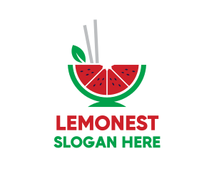 Dine - Watermelon Fruit Chopsticks logo design