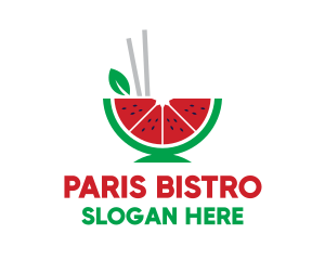 Watermelon Fruit Chopsticks logo design