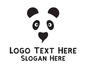 Black - Panda Speech Bubble logo design