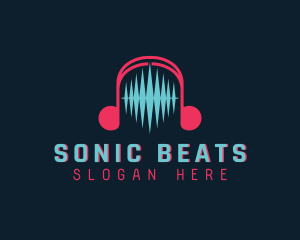 Headphones - Audio Soundwave Headphones logo design
