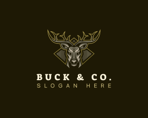 Antler Deer Buck logo design