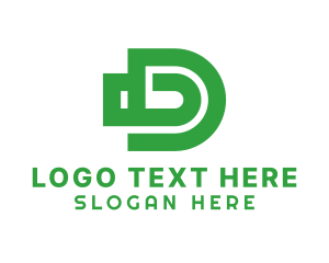 Purple And White - Green Bullet Letter D logo design