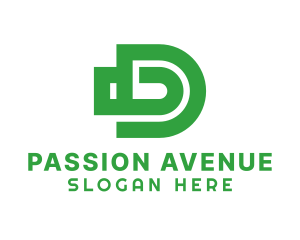 Passion - Green Bullet Letter D logo design