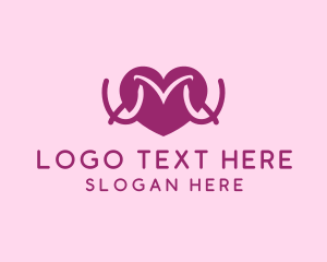 Dating Forum - Love Heart Letter M logo design