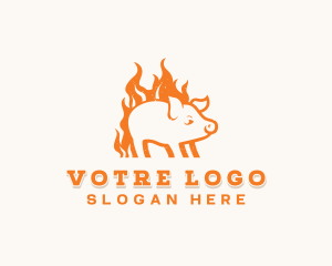 Flame Pork Barbecue Logo