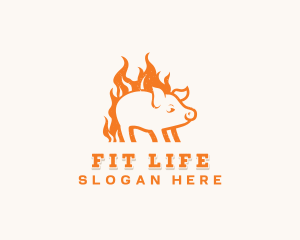 Roast - Flame Pork Barbecue logo design