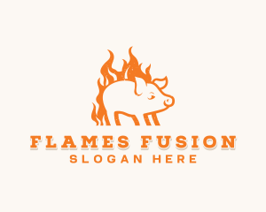 Flame Pork Barbecue logo design