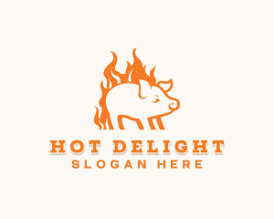 Flame Pork Barbecue logo design