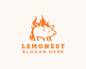 Pork - Flame Pork Barbecue logo design