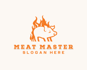 Flame Pork Barbecue logo design