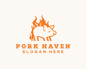 Flame Pork Barbecue logo design