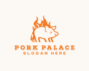 Pork - Flame Pork Barbecue logo design