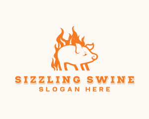 Pork - Flame Pork Barbecue logo design