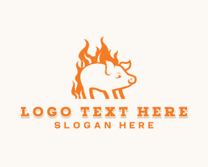 Pig - Flame Pork Barbecue logo design