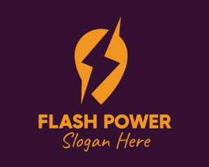 Energy Lightning Pin logo design