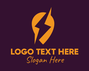 Locator - Energy Lightning Pin logo design