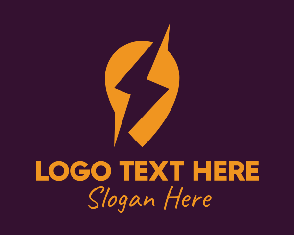 Electricity - Energy Lightning Pin logo design