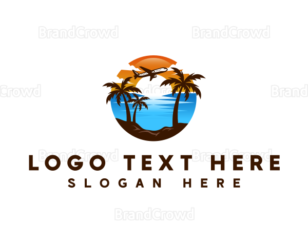 Airplane Travel Beach Logo