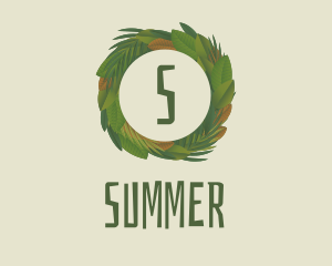 Summer Tropical Wreath Letter logo design