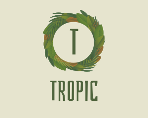 Summer Tropical Wreath Letter logo design