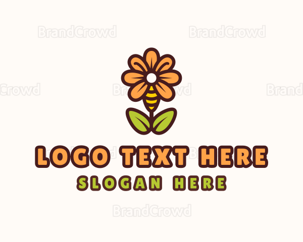 Bee Flower Plant Logo