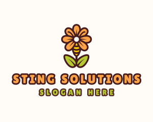 Bee Flower Plant logo design