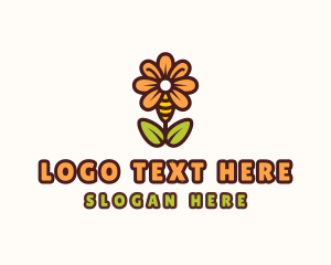 Fragrance - Bee Flower Plant logo design