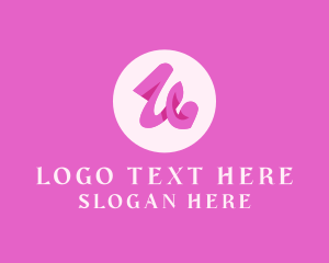 Girly - Pink Fashion Letter U logo design