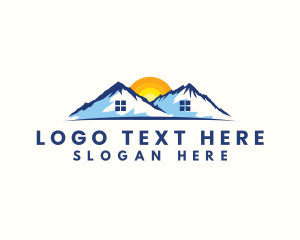 Lodge - Mountain House Sunrise logo design