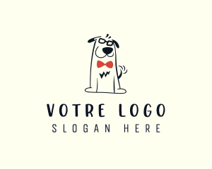 Bow Tie - Nerdy Dog Puppy logo design