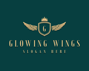 Crown Shield Wings logo design