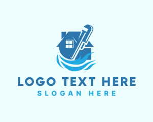 Lavatory - House Water Plumbing Wrench logo design