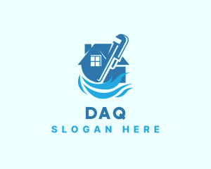 House Water Plumbing Wrench Logo