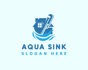 Sink - House Water Plumbing Wrench logo design