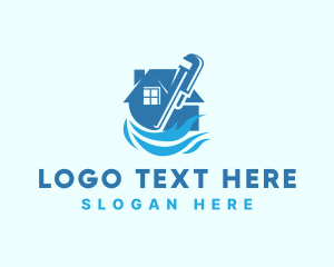 Water - House Water Plumbing Wrench logo design