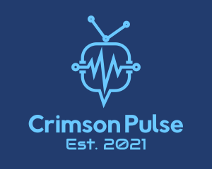 Blue Medical Pulse Chat  logo design