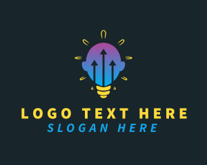 Online Class - Lightbulb Head Arrow logo design