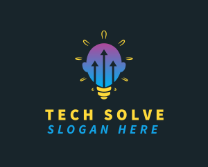 Solution - Lightbulb Head Arrow logo design