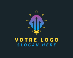 Psychology - Lightbulb Head Arrow logo design