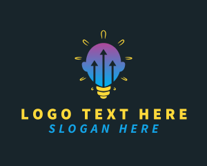 Progress - Lightbulb Head Arrow logo design