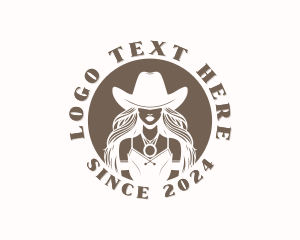 Cowboy Hat - Woman Western Cowgirl logo design