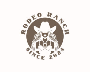 Woman Western Cowgirl logo design