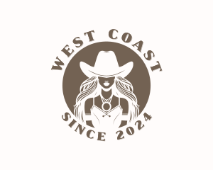 Woman Western Cowgirl logo design