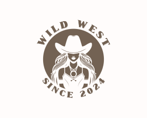 Woman Western Cowgirl logo design
