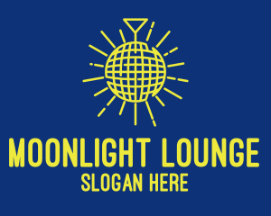 Nightclub - Yellow Neon Disco Ball logo design