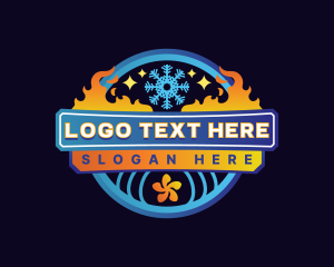 Hot - Fan Heating Cooling HVAC logo design