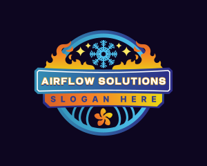 Fan Heating Cooling HVAC logo design