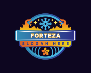 Fan Heating Cooling HVAC logo design