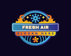 Fan Heating Cooling HVAC logo design