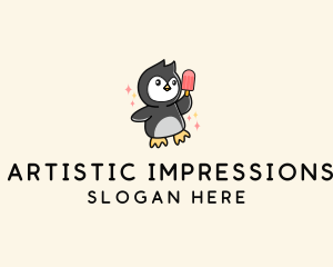 Penguin Ice Popsicle logo design